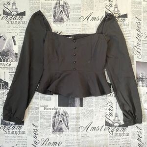 Wet-seal Women's Black Blouse peplum